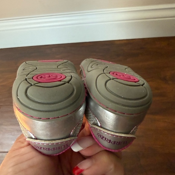 Stride Rite Surprize Silver Sparkle w Pink Mary Jane Shoes-Size 5 - Picture 10 of 10